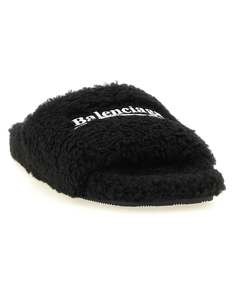 Balenciaga Plush-Effect Sandals — Black Black