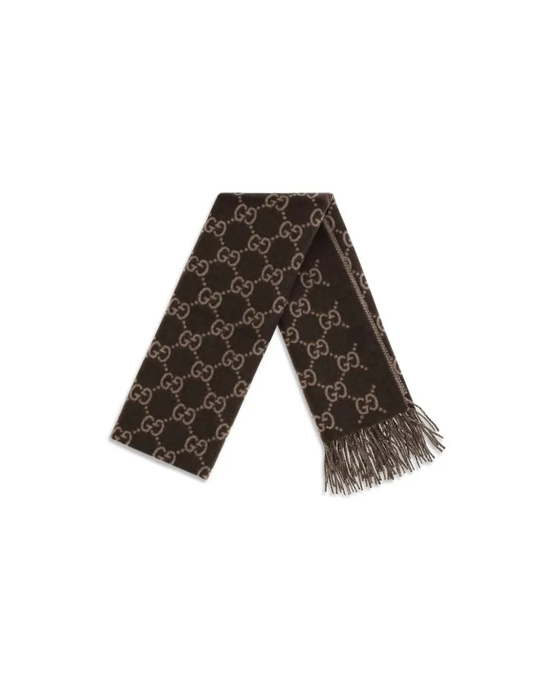 Gucci Men's Brown Cashmere Scarf Brown