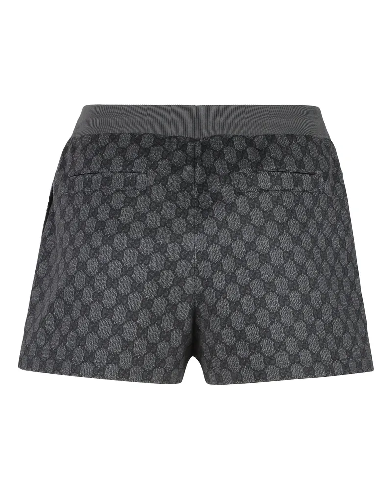 Gucci Women Cotton Blend Shorts Black Polyester Gray