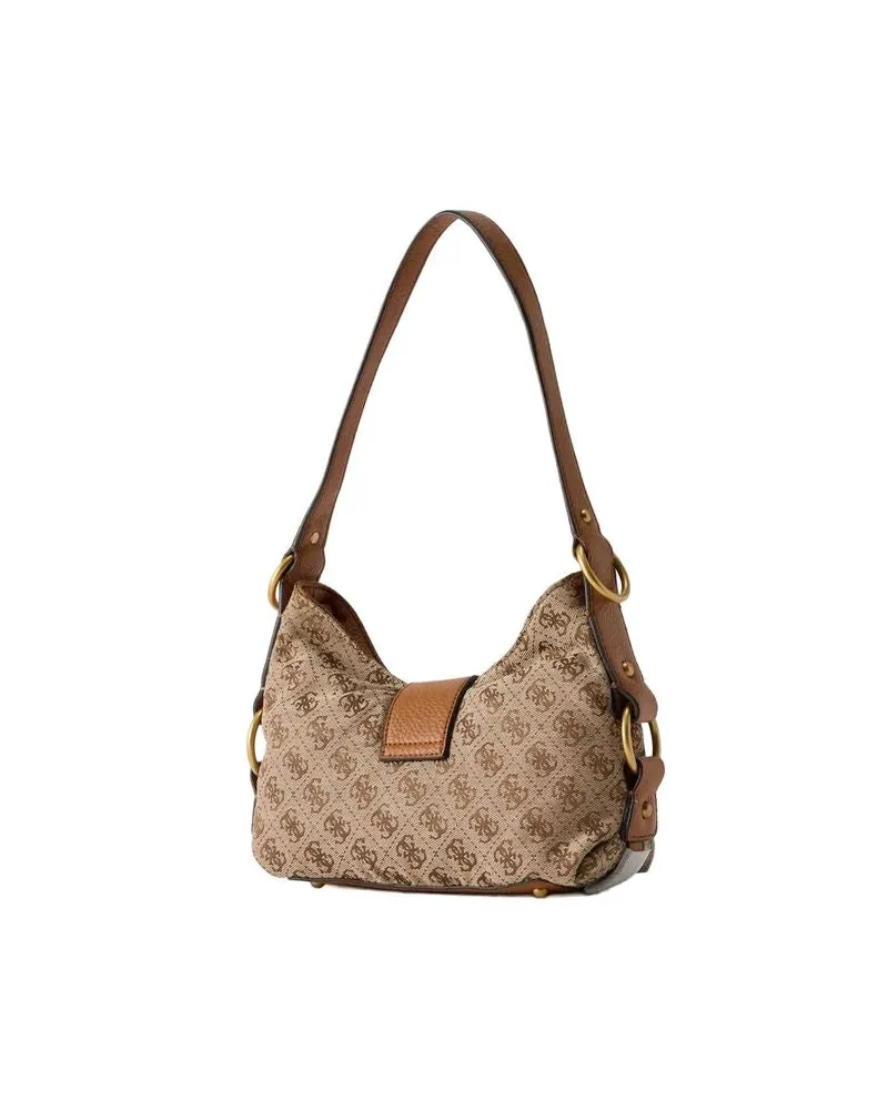 Guess Women's Crossbody Bag Latte Logo-Cognac Polyester Crossbody-bags Beige