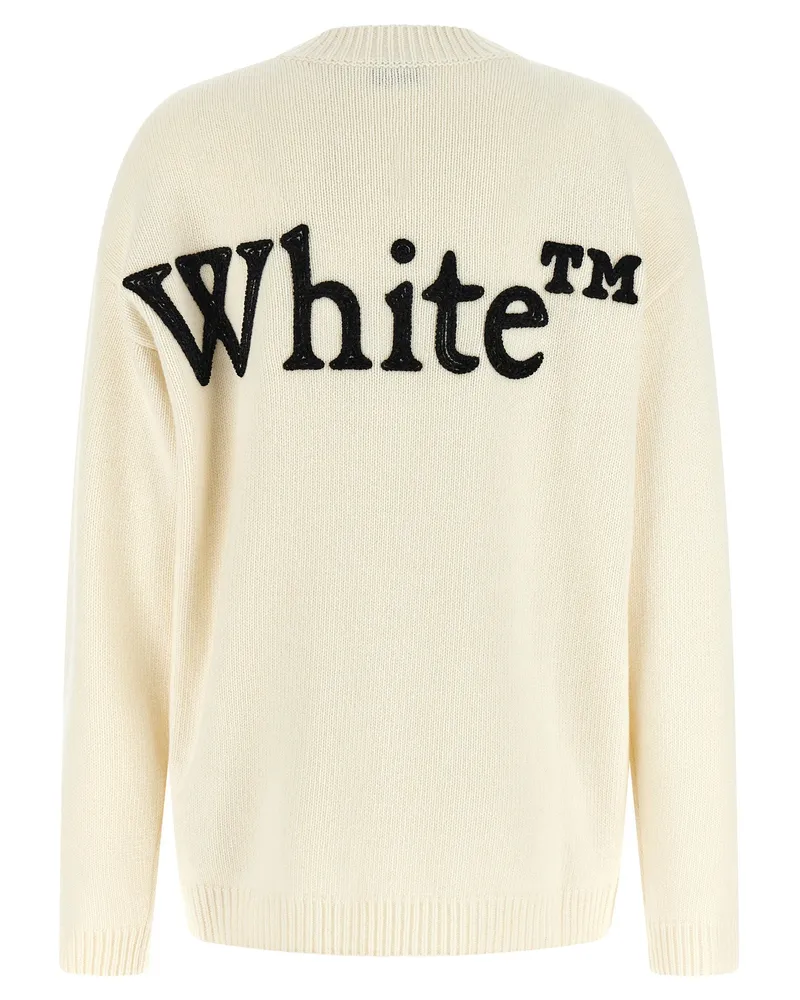 OFF-WHITE Logo-Embroidered Wool Blend Sweater — Cream Cream