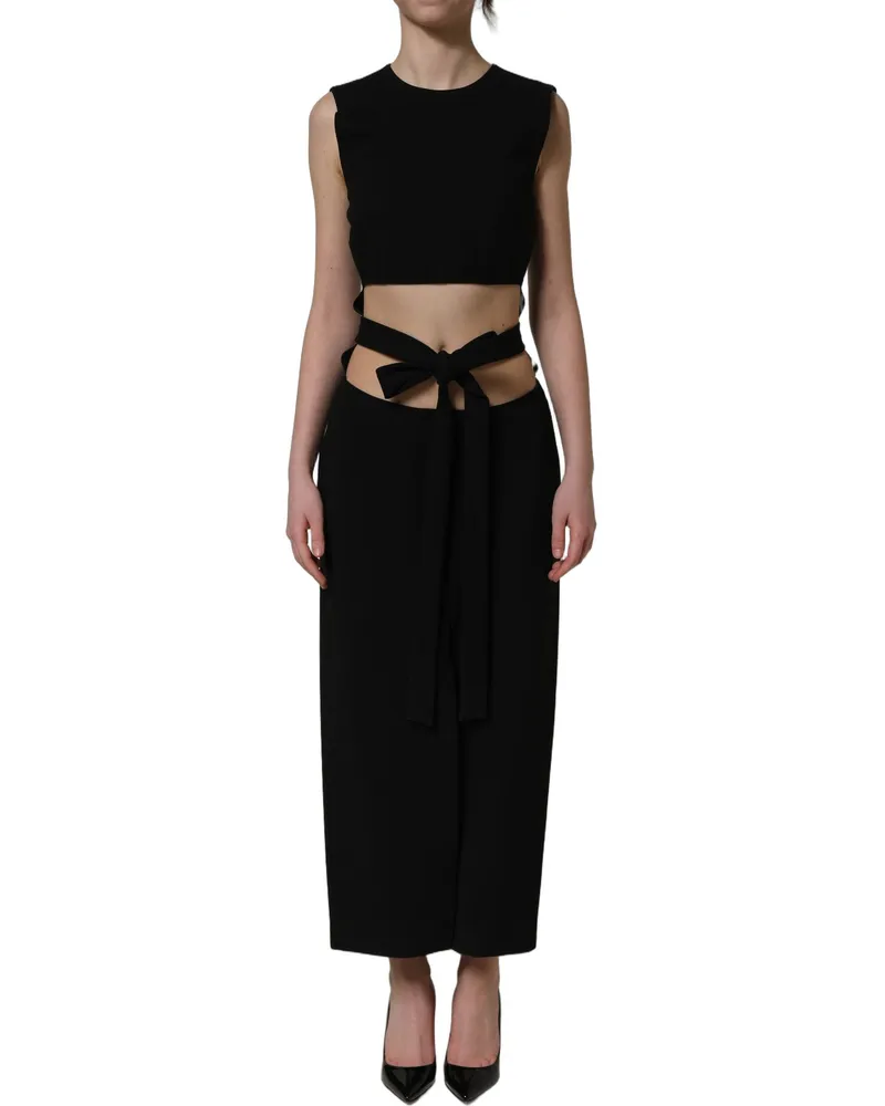 Dolce & Gabbana Women's Black Cut Out Detail Sleeveless Maxi Dress Viscose Nylon Elastane Black