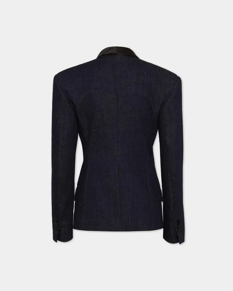 Dsquared2 Silk-Lapel Denim Blazer — Navy Navy