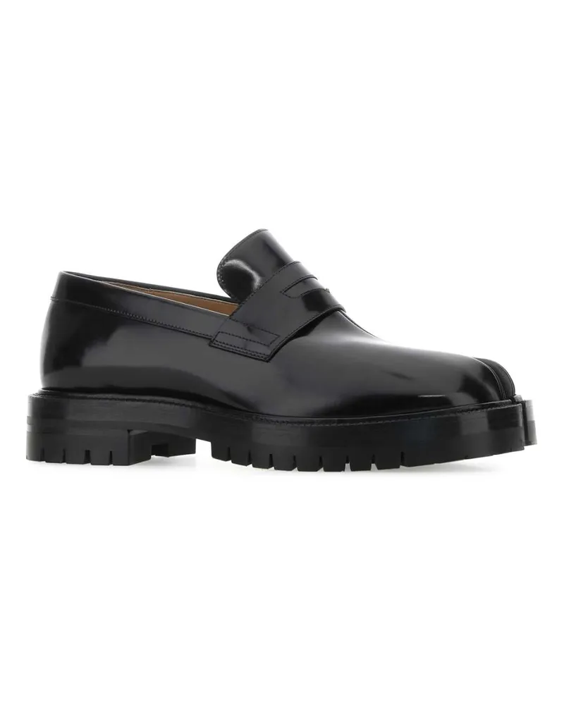 Maison Margiela Polished Leather Loafer Flat — Black Black