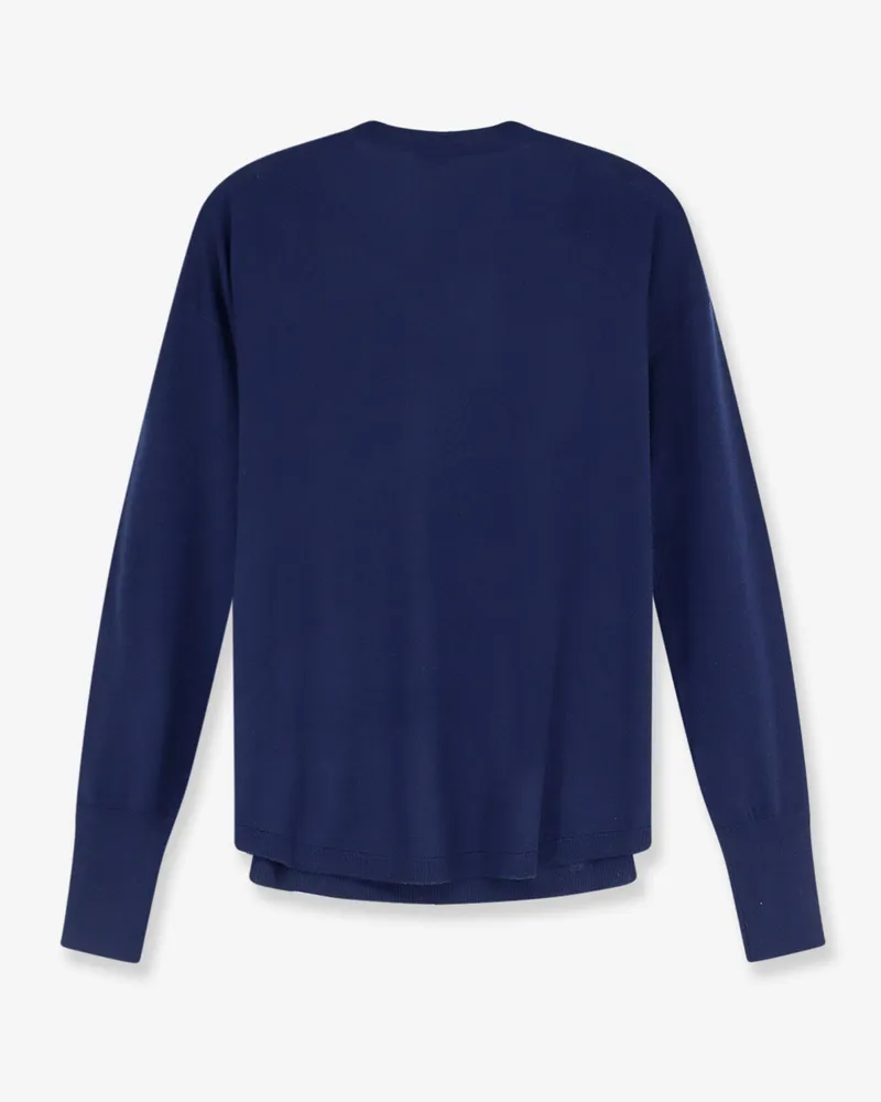ASPESI Women's Sweater V-Neck Virgin Wool Blue Navy