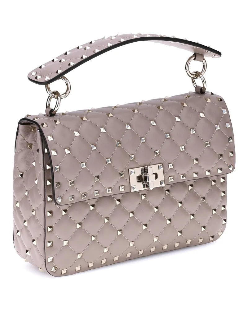 Valentino Garavani Women's Handbag Rockstud Spike Powder Lamb Leather Handbags Hand Bags Pink