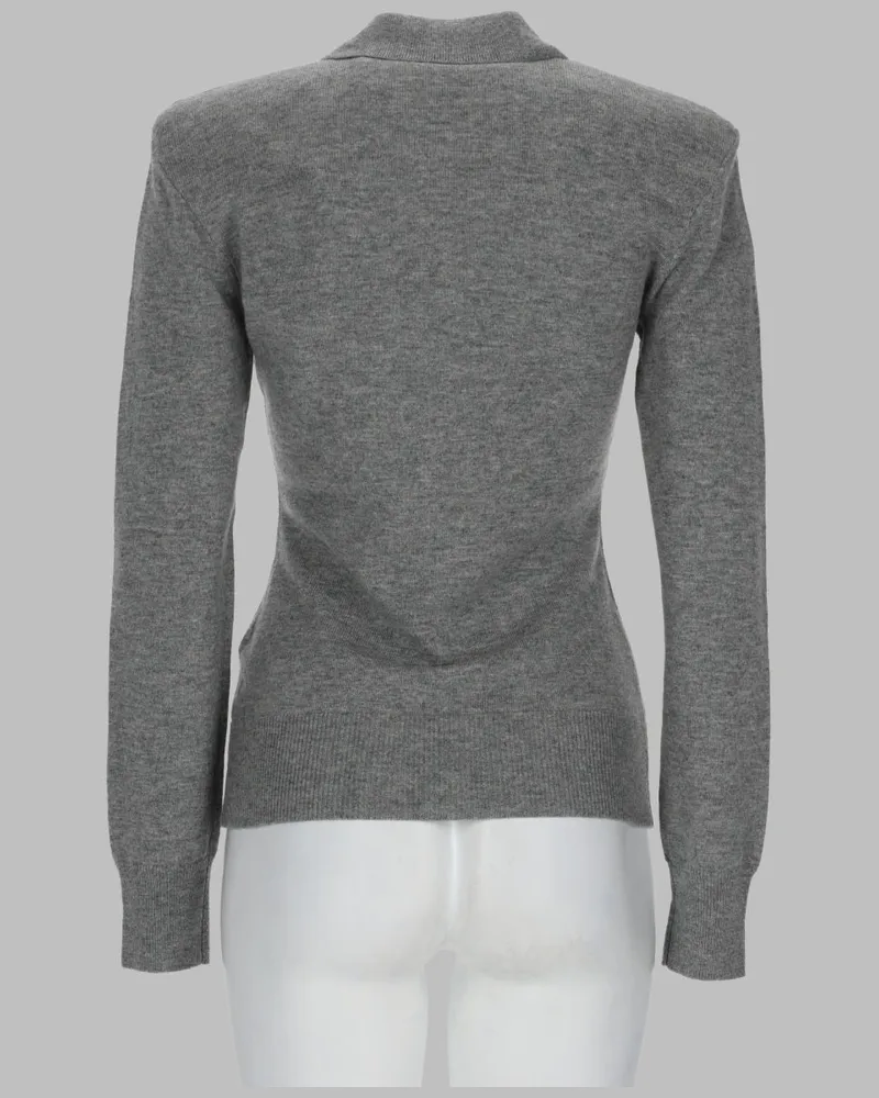ROTATE Birger Christensen Merino Wool & Cashmere Polo Shirt — Gray Gray