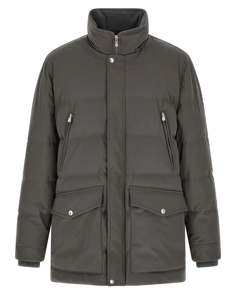 Brunello Cucinelli Men's Gray Polyamide Parka Clothing Gray