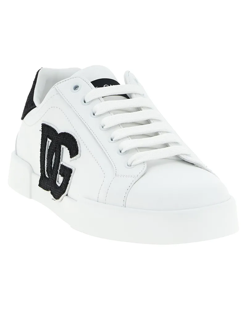 Dolce & Gabbana Men's Bicolor Calfskin Low Top Sneakers White