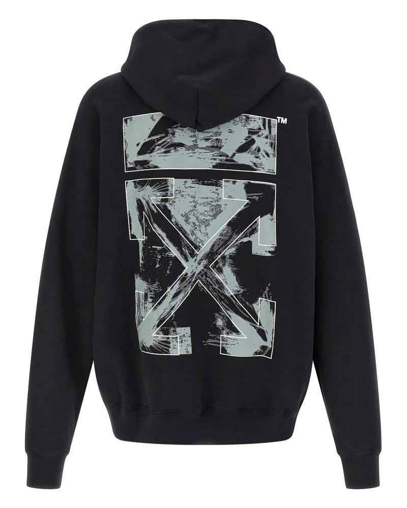 OFF-WHITE Logo Embroidered Hoodie — Black Black