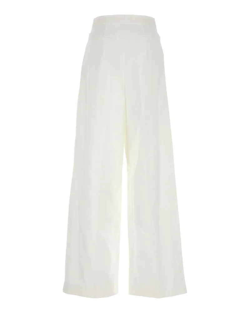 Givenchy Women's White Poplin Wide-Leg Pant Exterior: Cotton Pantaloni White