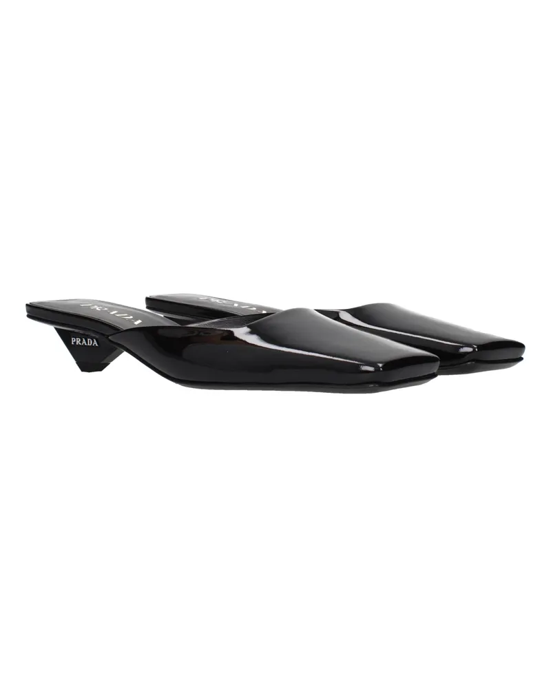 Prada Women's Black Leather Flat Sandals Black