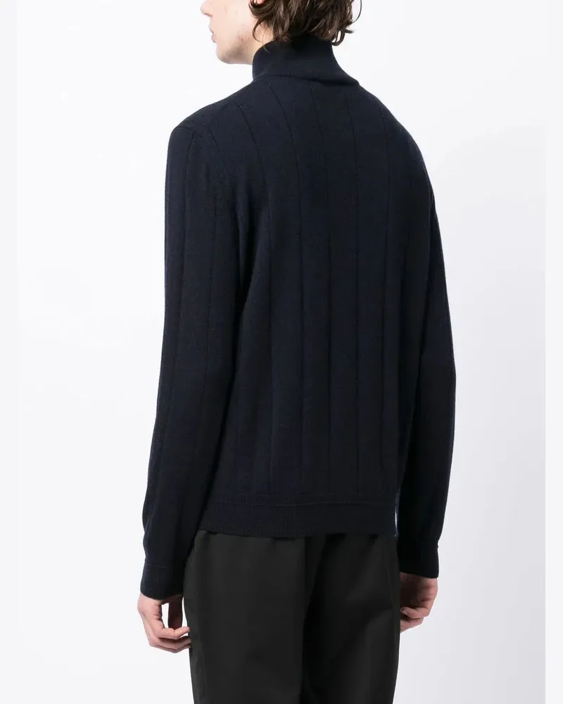 Brioni Men's Roll Neck Button-Front Cashmere Jumper Aw24 M Navy