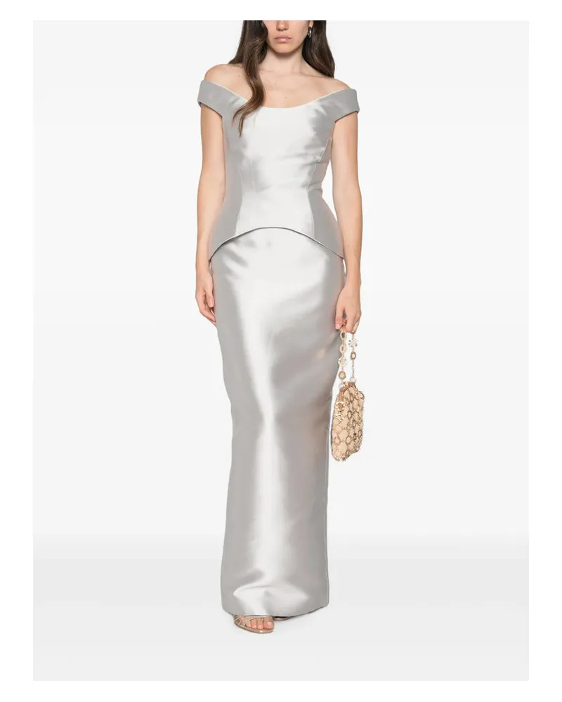Solace London Plati Evening Dress — Silver Silver