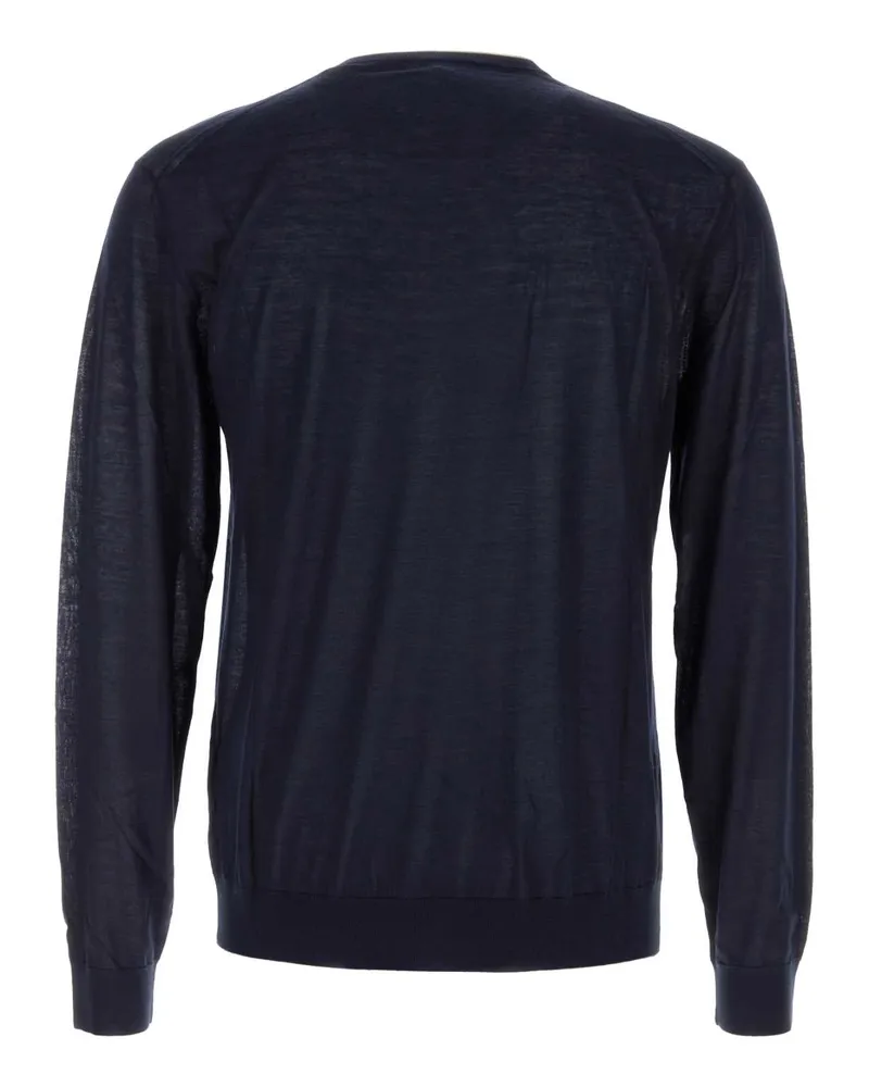 Prada Men's Navy Blue Cashmere Blend Sweater Bleu Exterior: Silk Maglieria Navy