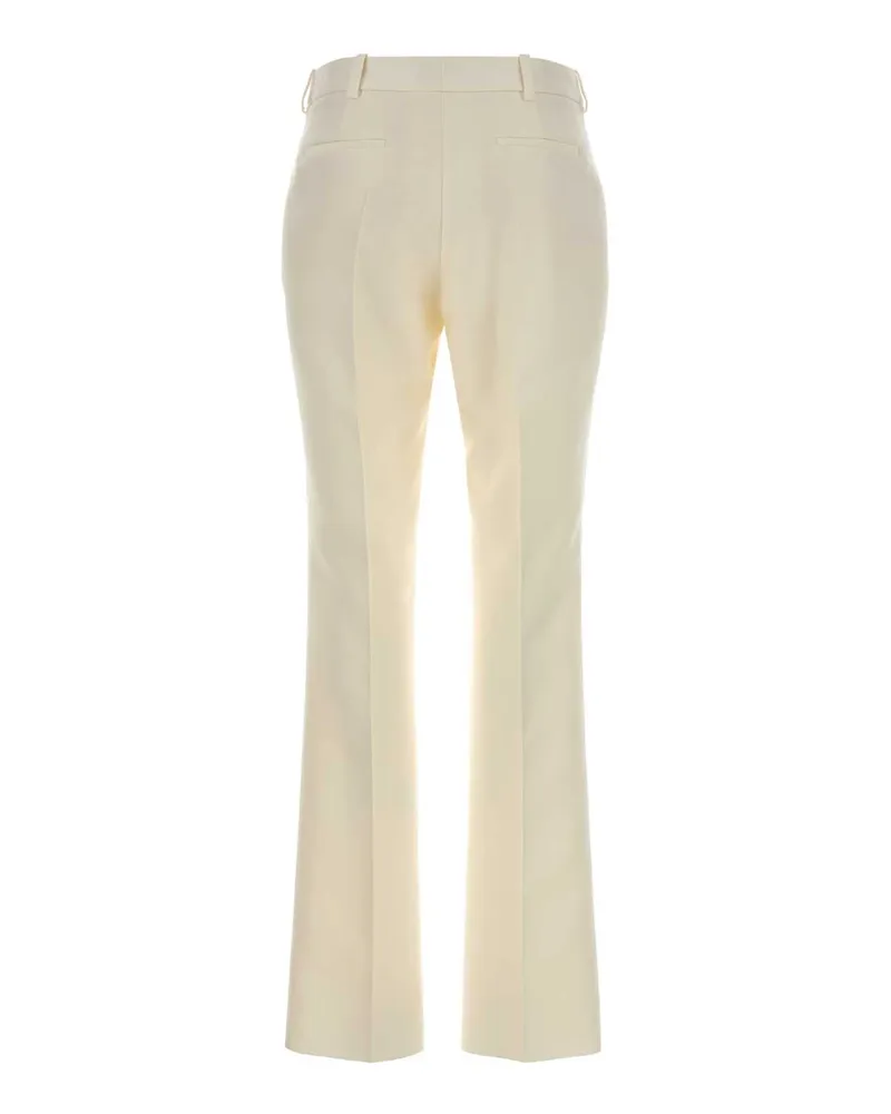 Balenciaga Ivory Exterior: Wool Silk Pantaloni Trousers White