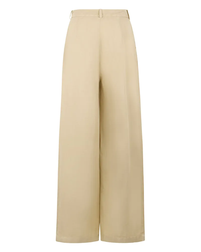 120% Lino Women's Linen Wide-Leg Trousers Beige Beige