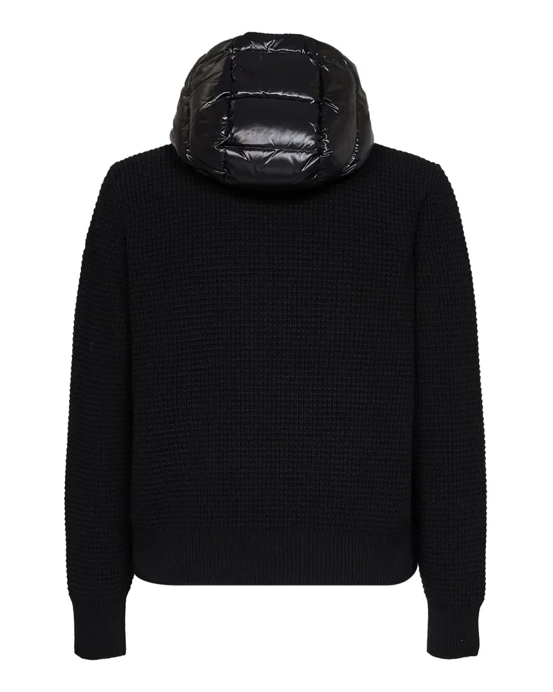 Moncler Padded Hooded Wool-Blend Down Jacket — Black Black