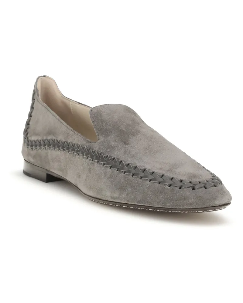 Giorgio Armani Women's Leather Loafers Grigio+grigio Calf Bos Taurus Gray