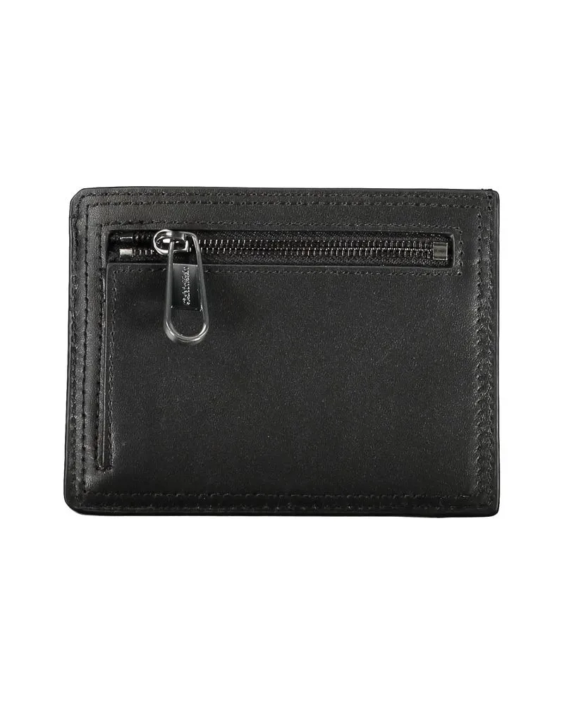 Calvin Klein Logo-Monogram Leather Card Case — Black Black