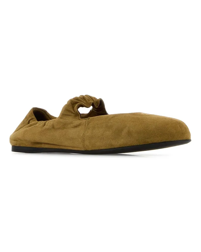 Miu Miu Women's Olive Green Suede Ballerinas Oliva Ballerine Flat Shoes Green