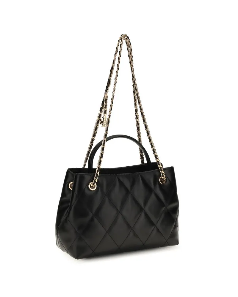 Tory Burch Fleming Calfskin Leather Shoulder Bag — Black Black