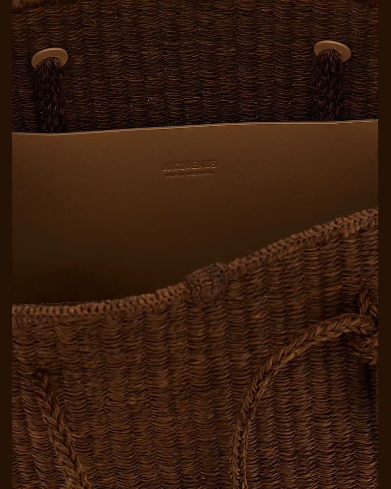 Jacquemus Braided Raffia Tote Bag — Brown Brown