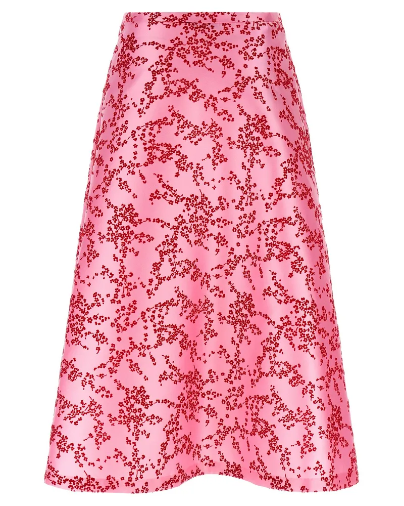 Alberta Ferretti Mikado Floral Skirt — Pink Pink