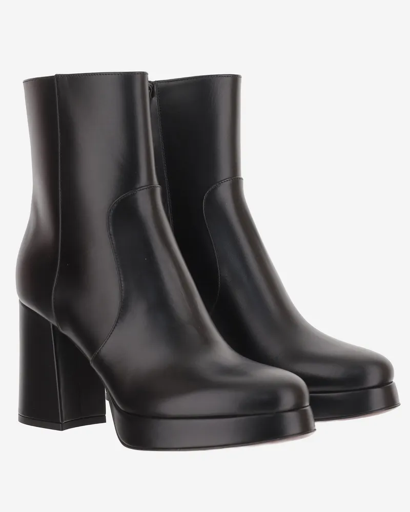 Valentino Garavani Women's Leather Ankle Boots Black Calfskin Black