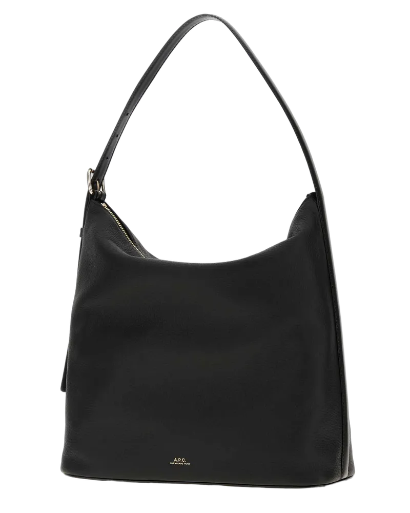 A.P.C. Grained Leather Shoulder Bag — Black Black