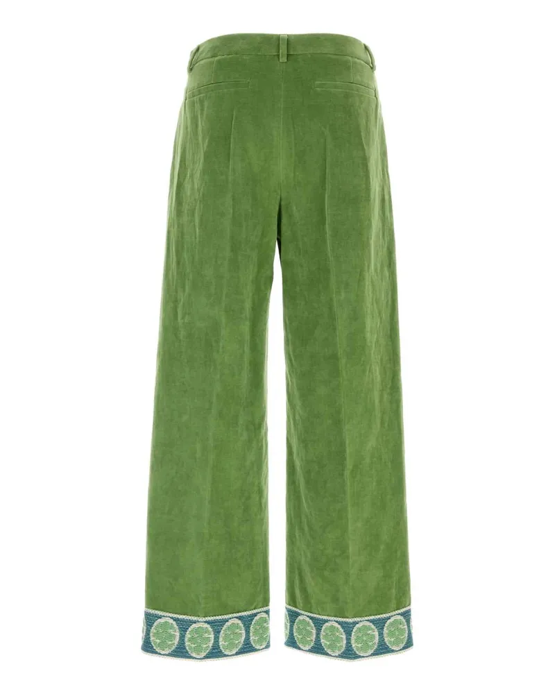 Valentino Garavani 6v3rbj74am2 Lr1 Laurel Exterior: Cotton Linen Pantaloni Trousers Green