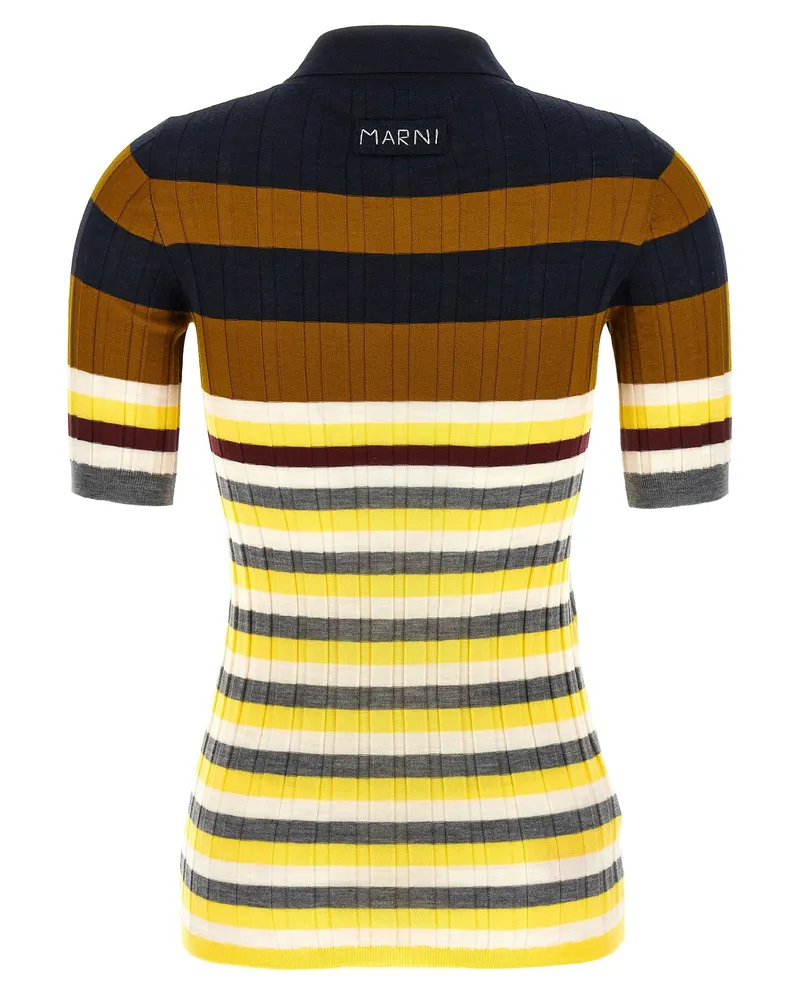 Marni Women's Multicolor Virgin Wool Polo Shirt Navy