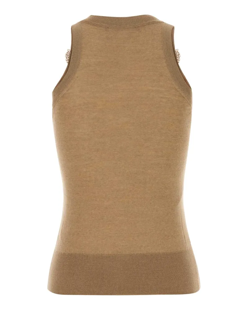 Ermanno Scervino Women's Camel Wool Vest Beige Exterior: Virign Maglieria Sweater Beige