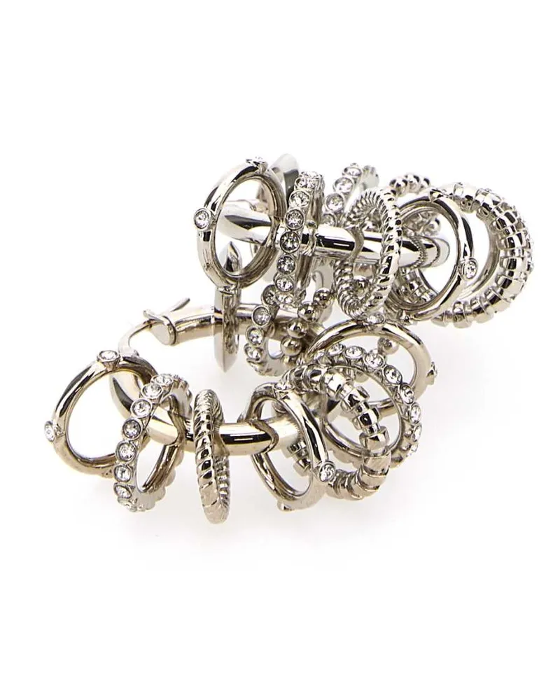Amina Muaddi Women's Silver Metal Multi Ring Earrings Whicrysiba Orecchini Whicrysiba