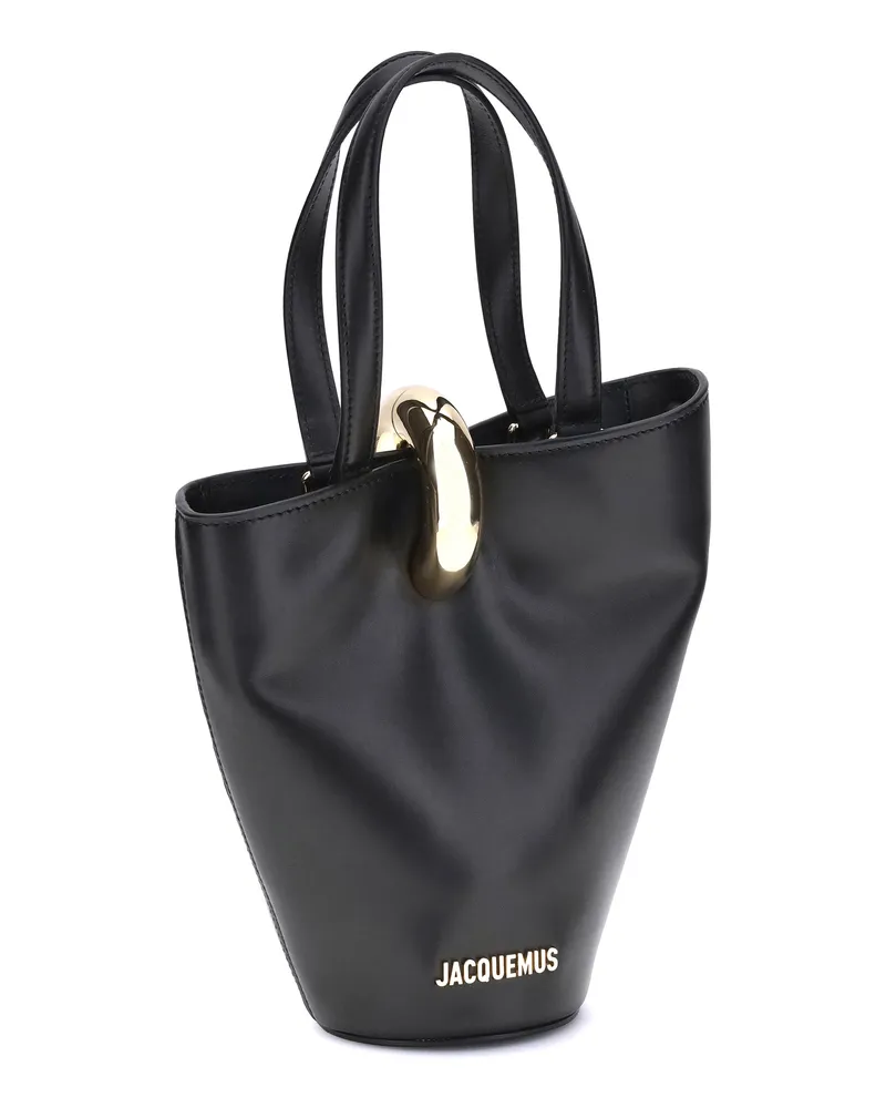 Jacquemus Women's La Bambola Small Bucket Bag Black Calf Leather Bos Taurus Black