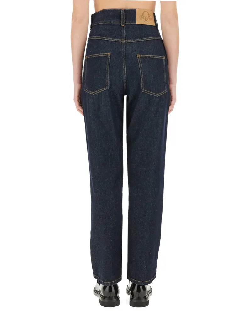 Moschino Laurel Crown Patch Jeans — Blue Blue