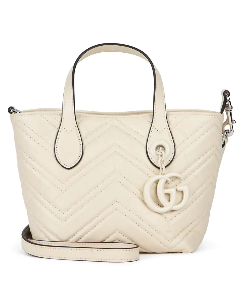 Gucci Women's Handbag Gg Marmont Mini Chevron Cream Calf Skin Handbags Hand Bags Beige