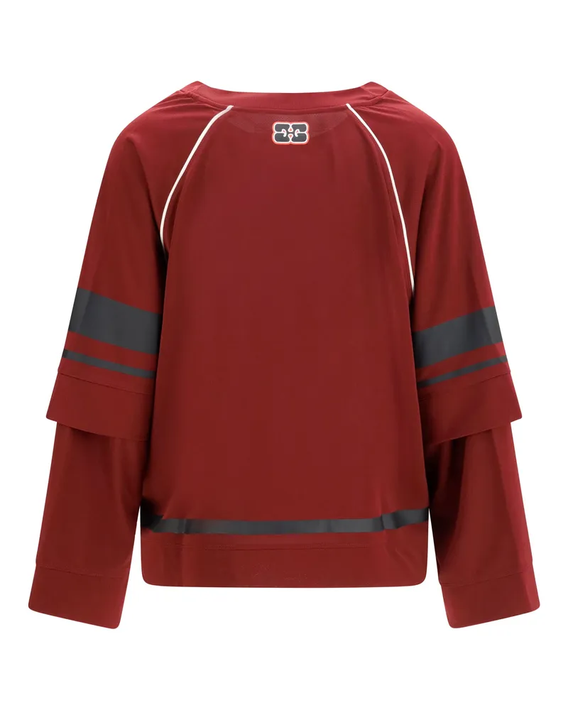 Ganni Women's Cocora Double-Layer Long-Sleeve T-Shirt Port Royale Polyester T-Shirts And Polos Red