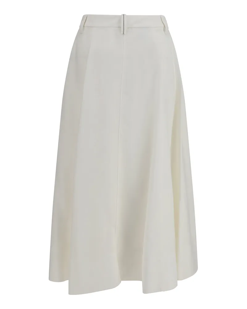 Brunello Cucinelli Women's Fluid Twill Tailored Skirt With Monili Naturale Viscose; Linen 