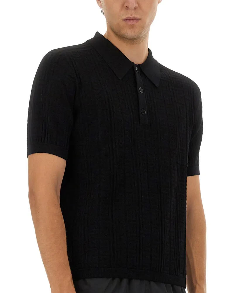 Balmain Knitted Viscose Polo Shirt — Black Black