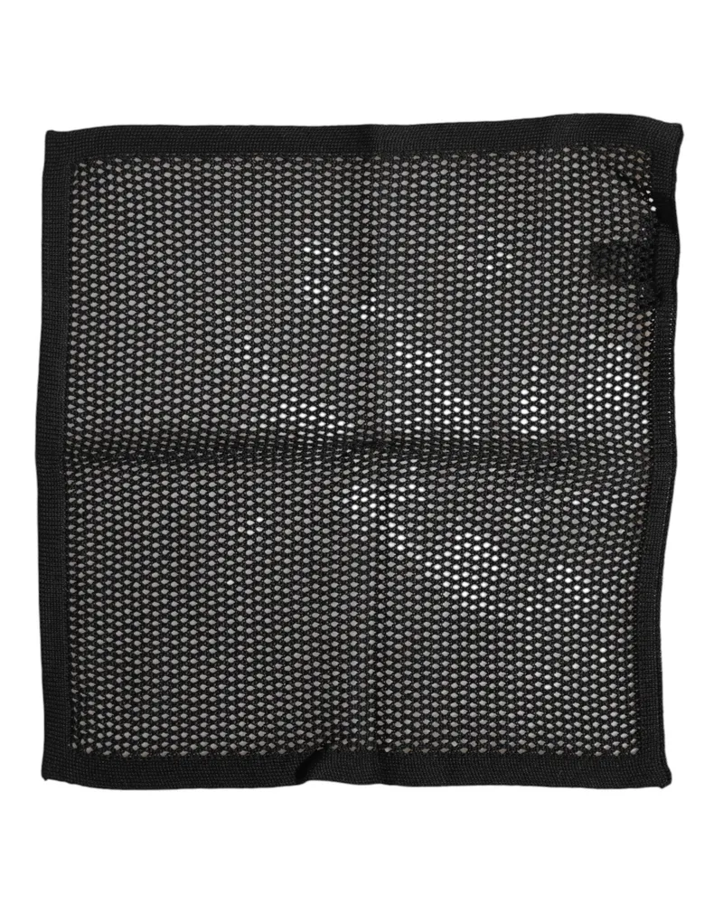Dolce & Gabbana Men's Black Patterned Cotton Square Foulard Scarf Black