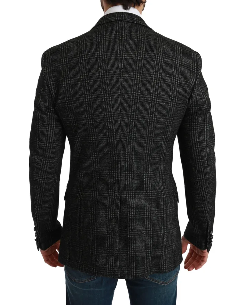 Dolce & Gabbana Men Gray Plaid Check Slim Fit Jacket Blazer Clothing Gray