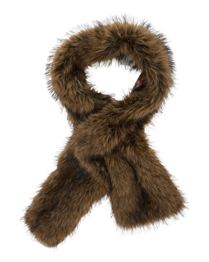 Bazar Deluxe Women's Scarf Ecoleather Fur Brown Scarfs Brown