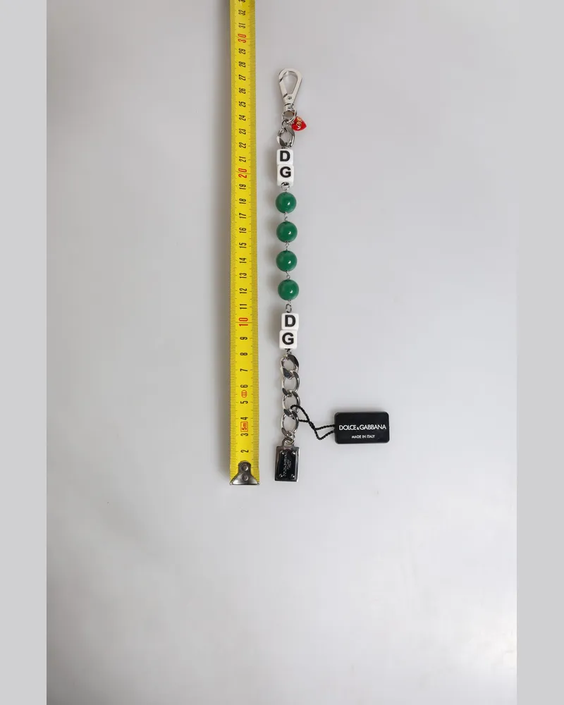 Dolce & Gabbana Women's Silver Tone Brass Bead Dice Logo Embellish Charm Bracelet Silver