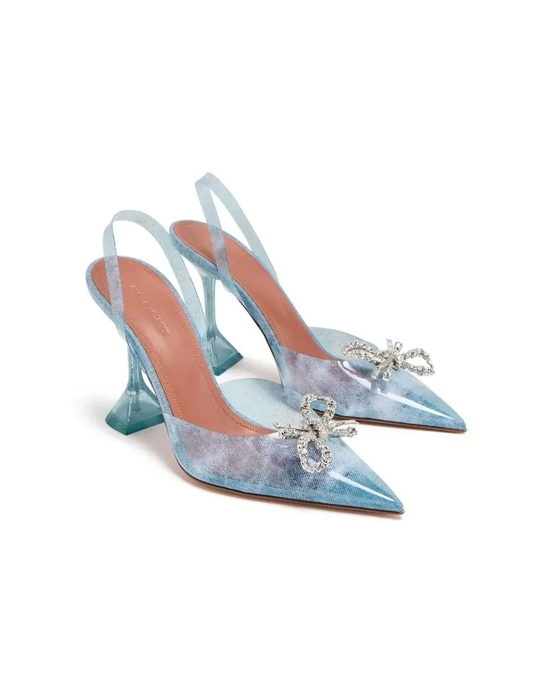 Amina Muaddi Women's Blue Plexiglass High Heel Pumps Blue