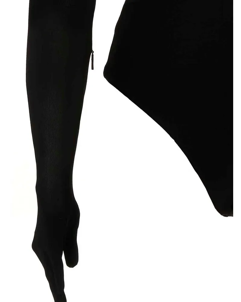 AMBUSH Heart-Cut Viscose Bodysuit — Black Black