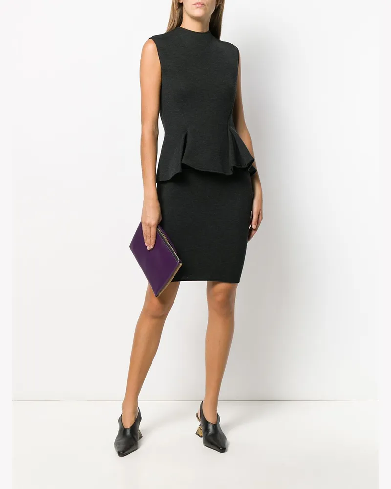 Lanvin Women's 2014 Peplum Waist Dress Ss25 W Charcoal