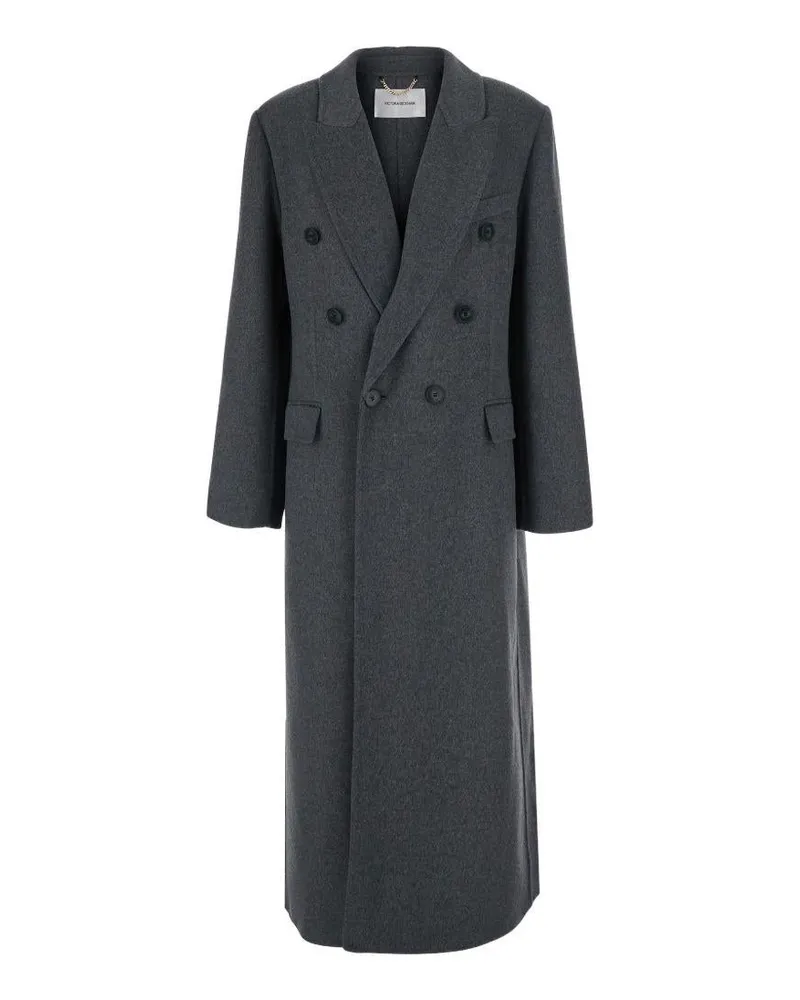 Victoria Beckham Women's Double-Breasted Virgin Wool Coat Grey Gray