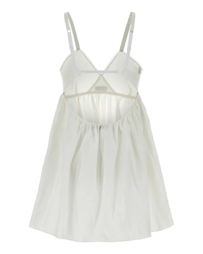 Miu Miu Eyelet Linen-Cotton Dress — White White