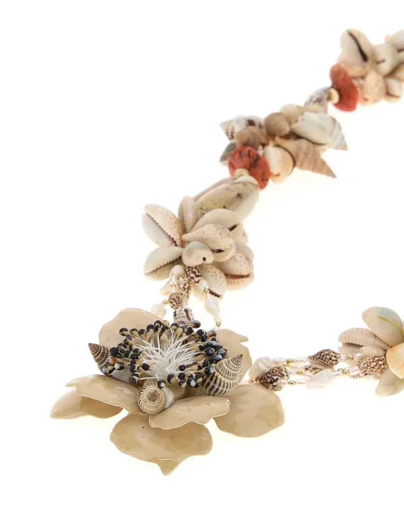 Valentino Garavani Women's Embellished Necklace Oroavoriomulticolorcorallocream Exterior: Shells Collane Oroavoriomulticolorcorallocream